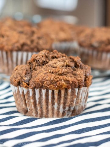 Double Chocolate Whole Wheat Banana Muffins | www.infinebalance.com #vegan #recipe