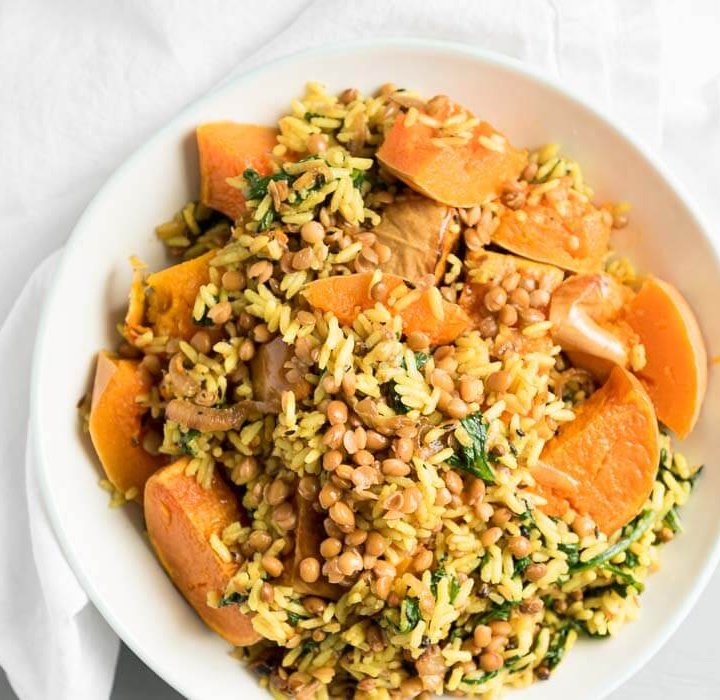 rice lentils and roasted butternut squash