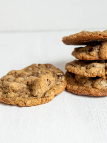 a stack of Hello, Dolly! chocolate chip cookies
